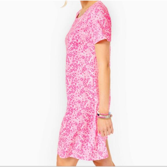 Lilly Pulitzer Cody T-Shirt Dress Pink Shandy Invest a Gator - Picture 2 of 10